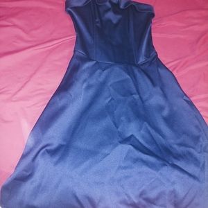 Navy blue, strapless, cocktail dress